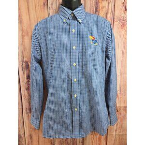 Kansas Jayhawks Antigua Mens Blue Check Shirt Medium